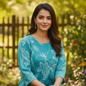leaf print top with pant set