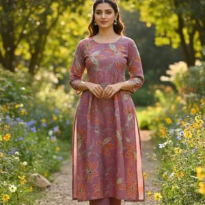 maroon floral print top with pant set