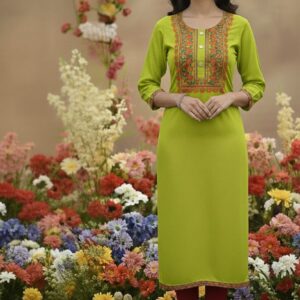 Tops lime yellow embroidered designer top kc26t1