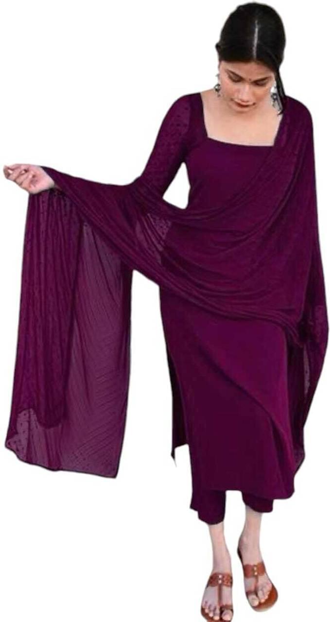 women cotton blend kurta churidar dupatta set women cotton blend kurta churidar dupatta set